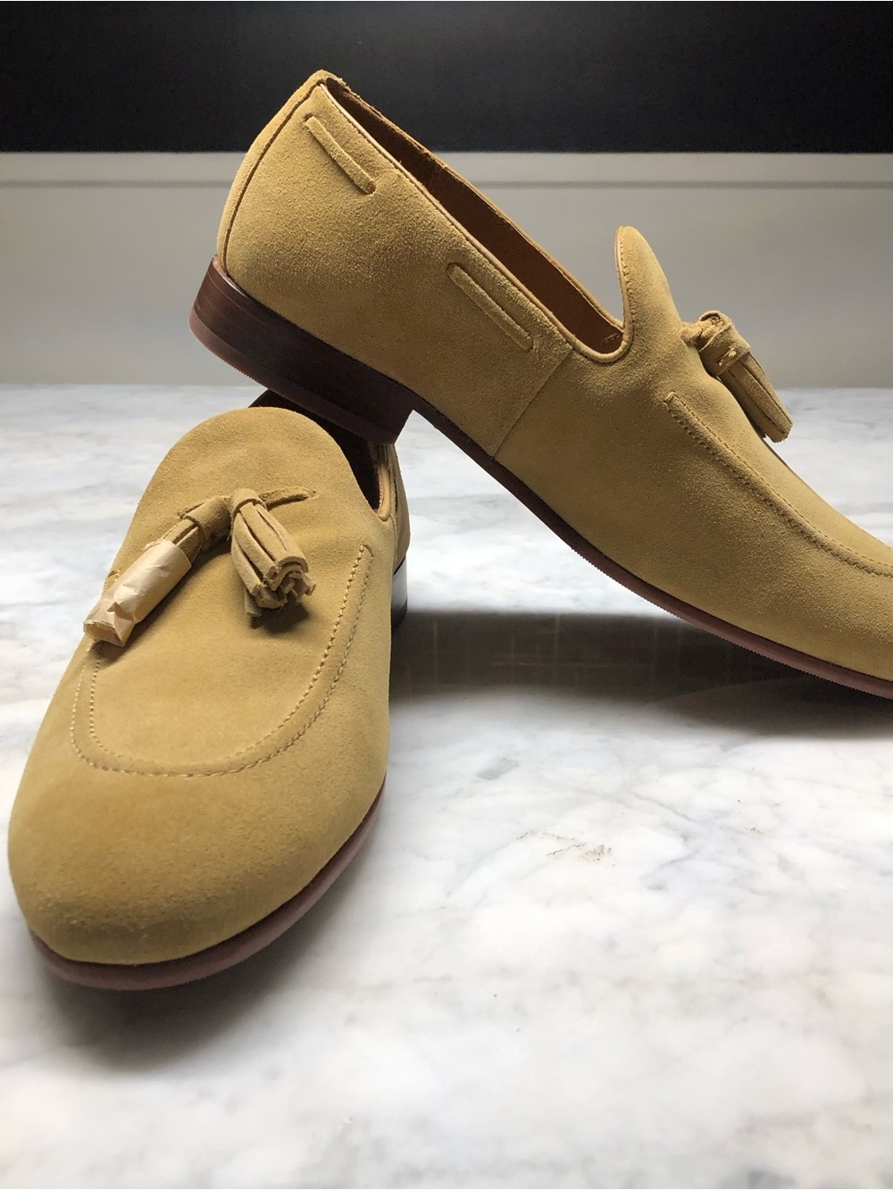 ALLEN EDMONDS Presley Mens Suede Tassel Loafer Size 10 D Tan NWOB